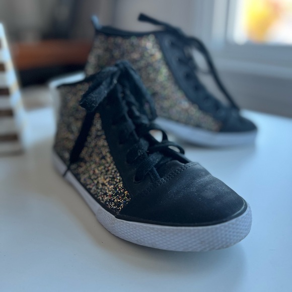 EUC Cat and Jack glitter high tops sz 5 black laces multi-colored glitter TARGET - Picture 12 of 15